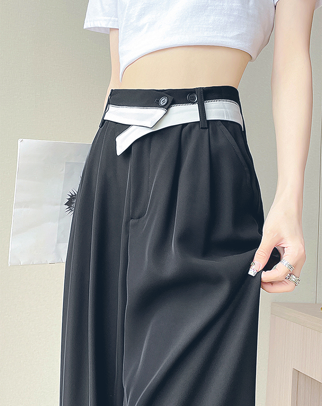 ♀Folded Waist Loose Pants