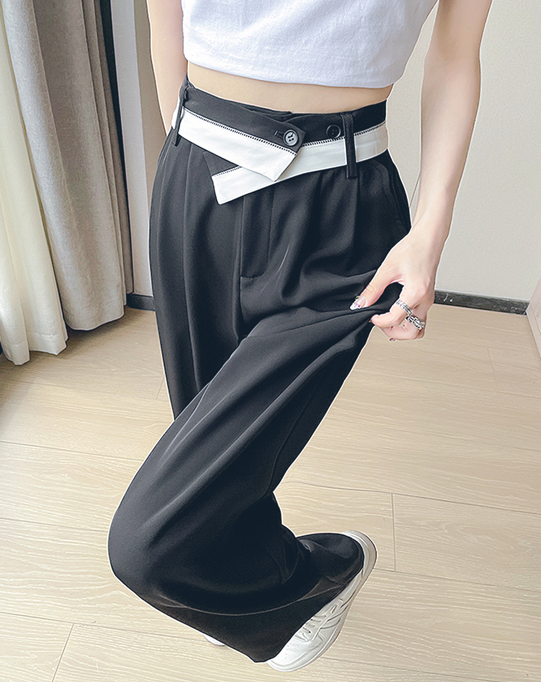 ♀Folded Waist Loose Pants
