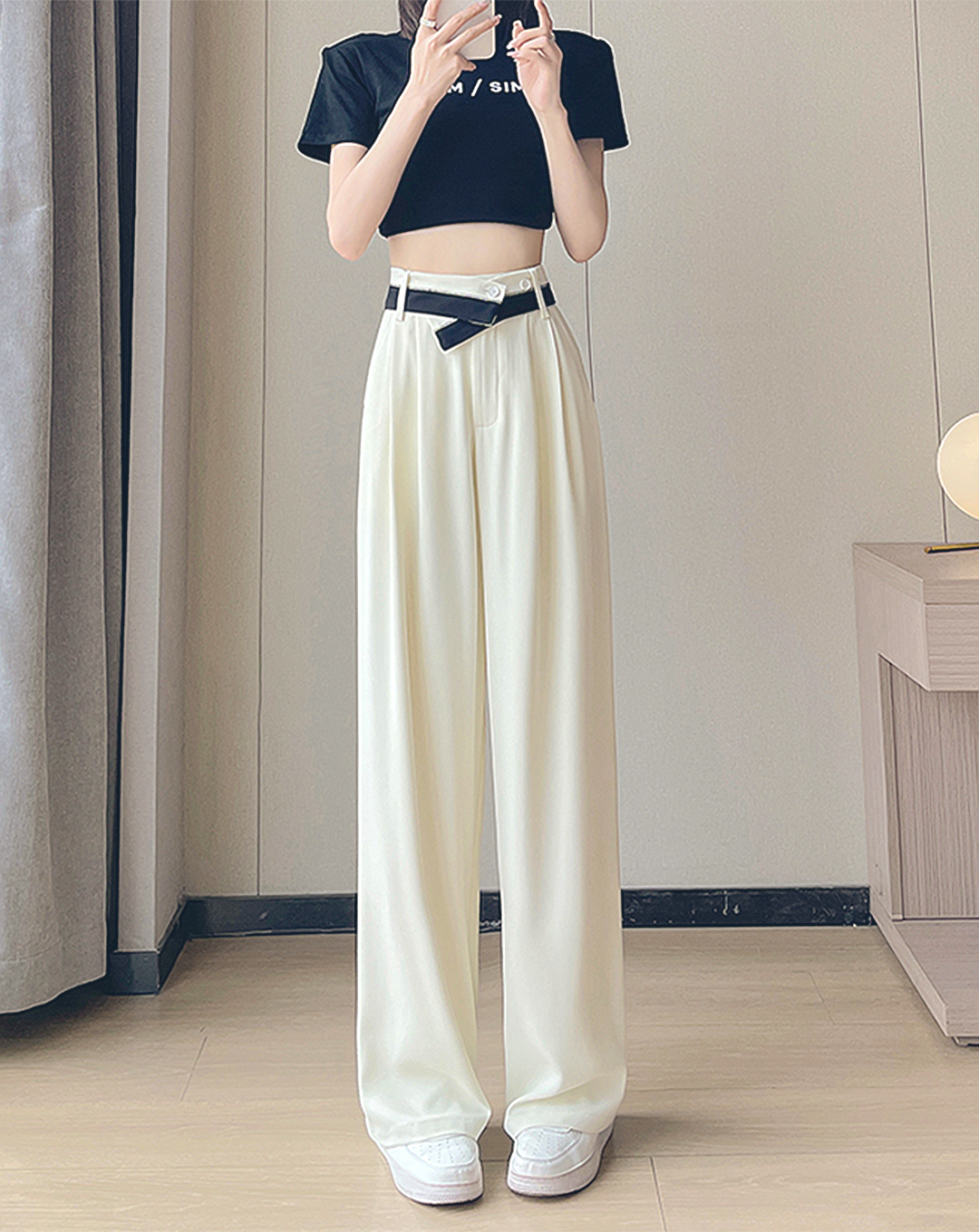 ♀Folded Waist Loose Pants