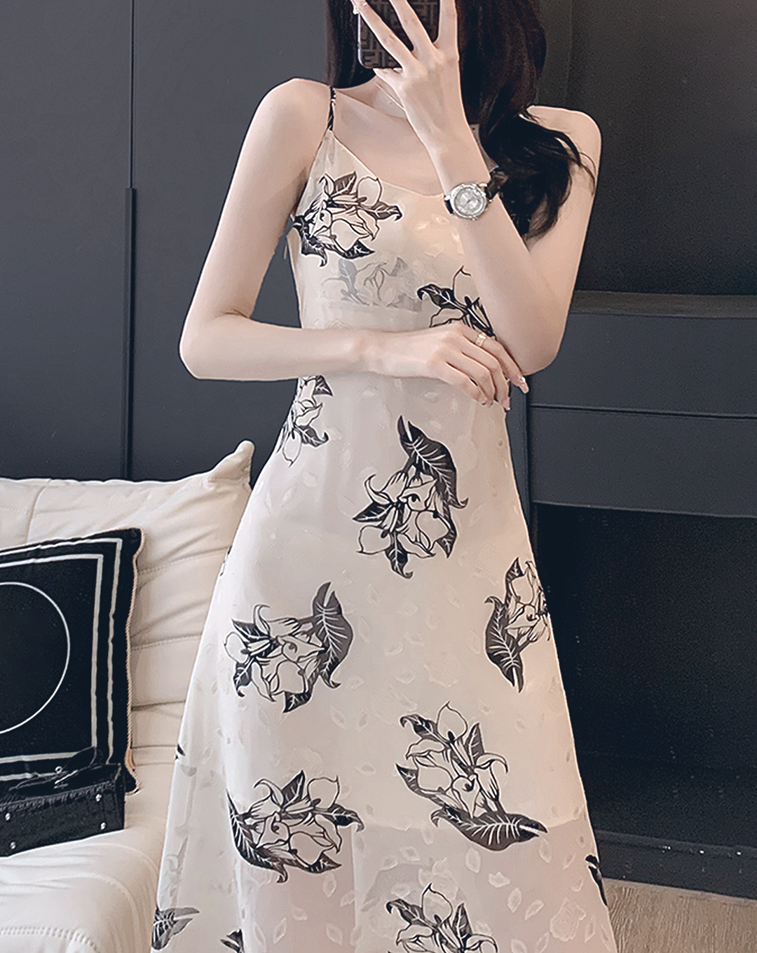 ♀Floral Sheer Camisole Dress