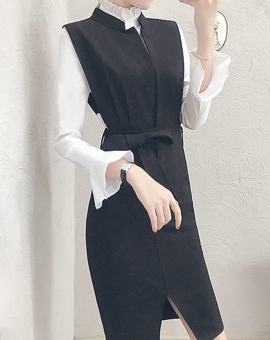 ♀Extension Cuffs Shirt & Slit Dress