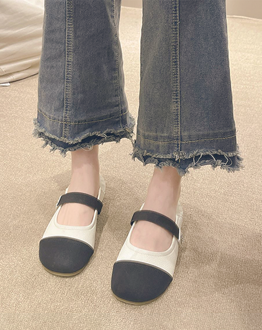 ♀Bicolor Mary Jane Shoes