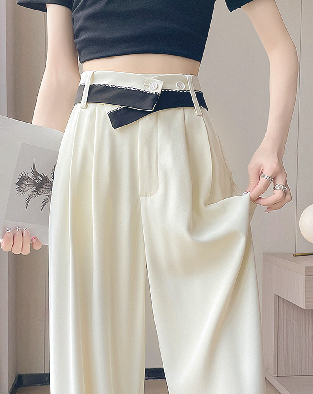 ♀Folded Waist Loose Pants