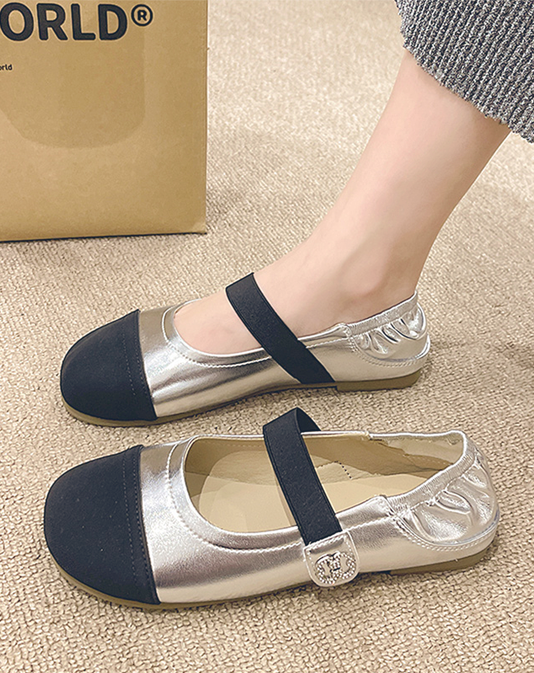 ♀Bicolor Mary Jane Shoes