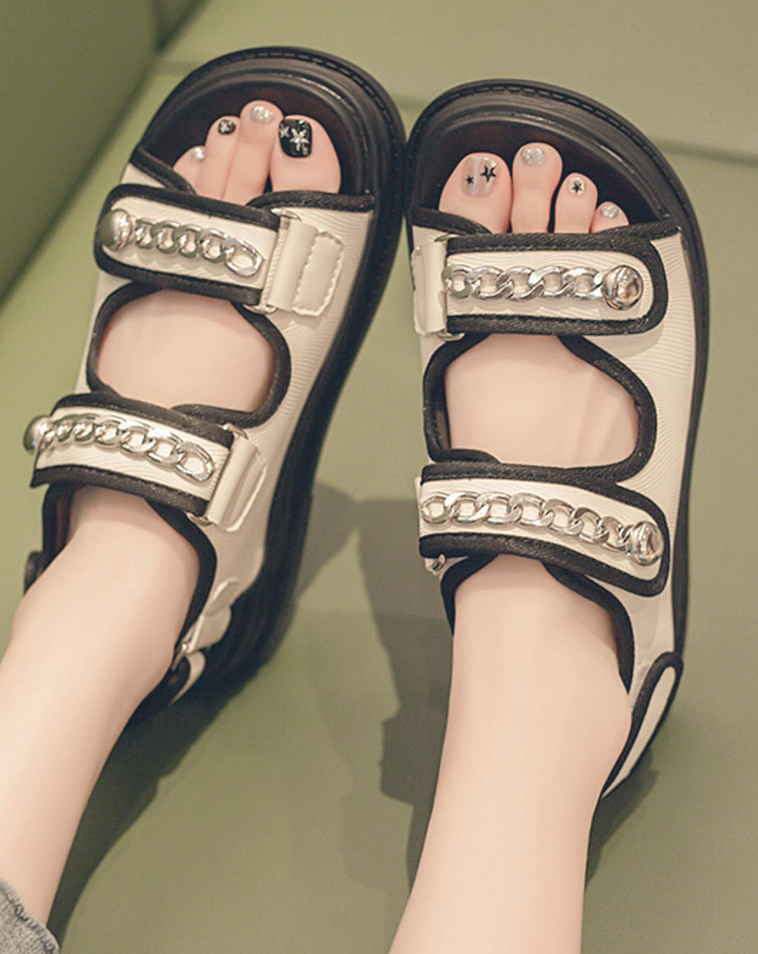 ♀Chain Design Velcro Sandals