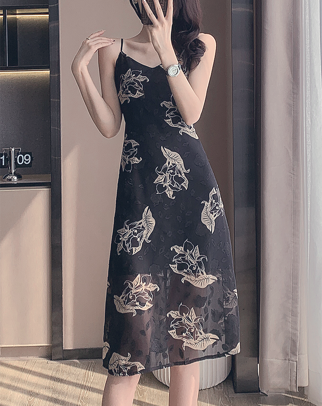 ♀Floral Sheer Camisole Dress