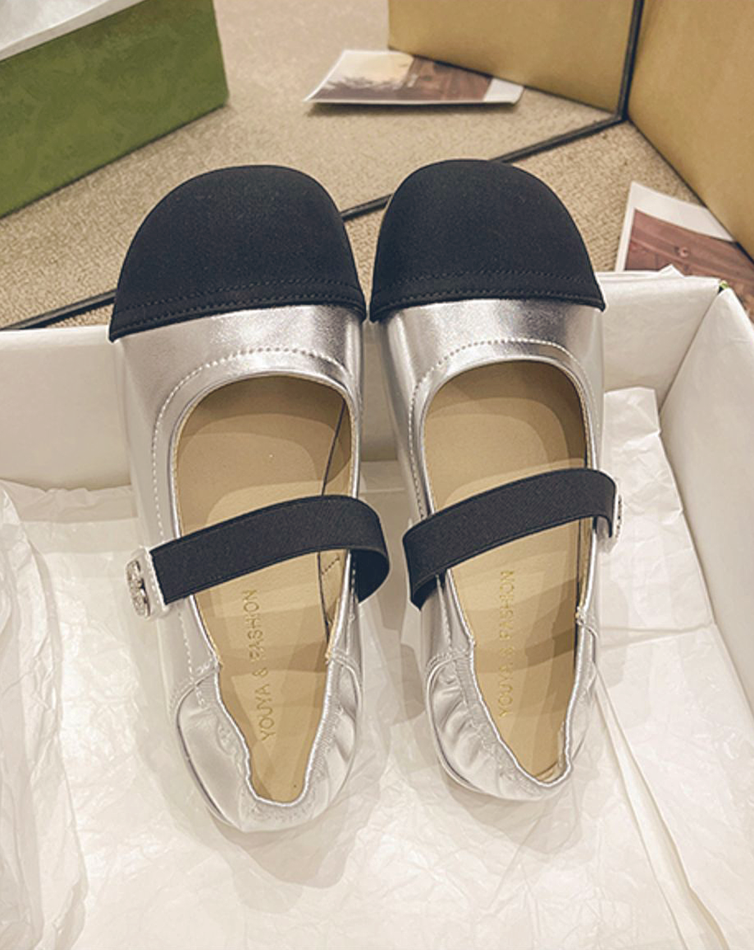 ♀Bicolor Mary Jane Shoes