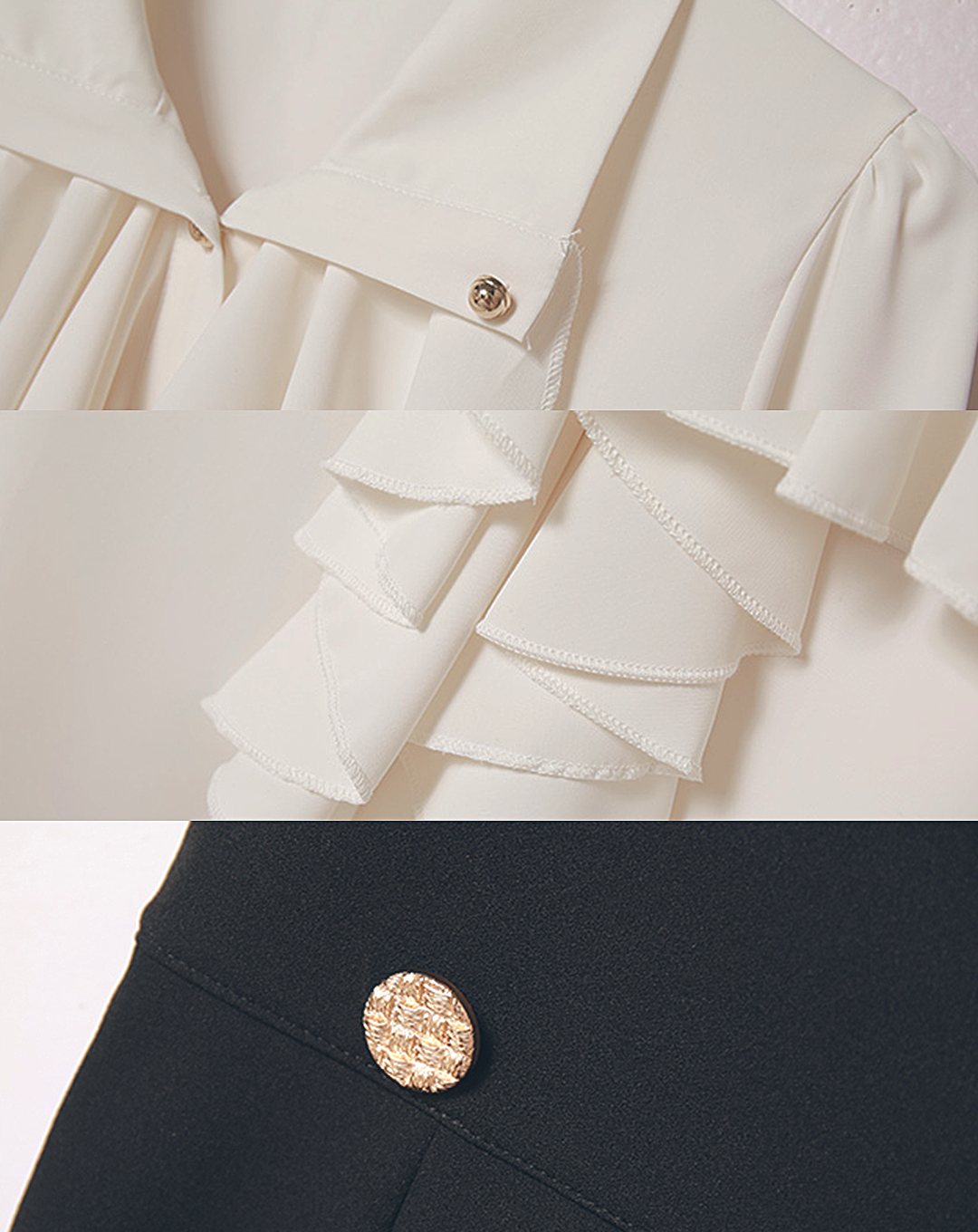 ♀Volume Frill Blouse & Suspender Skirt