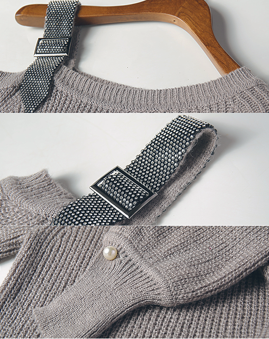 ♀Belt One Shoulder Knit Dress