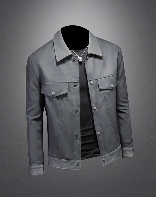♂Leather Style Button Jacket