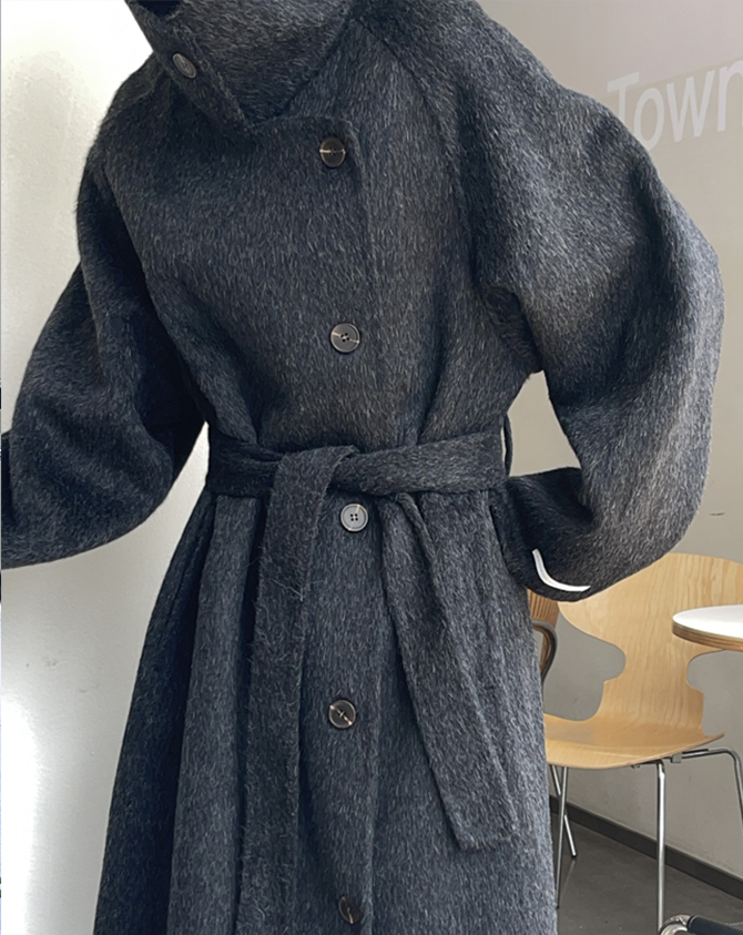 ♀Wool Stand Collar Coat