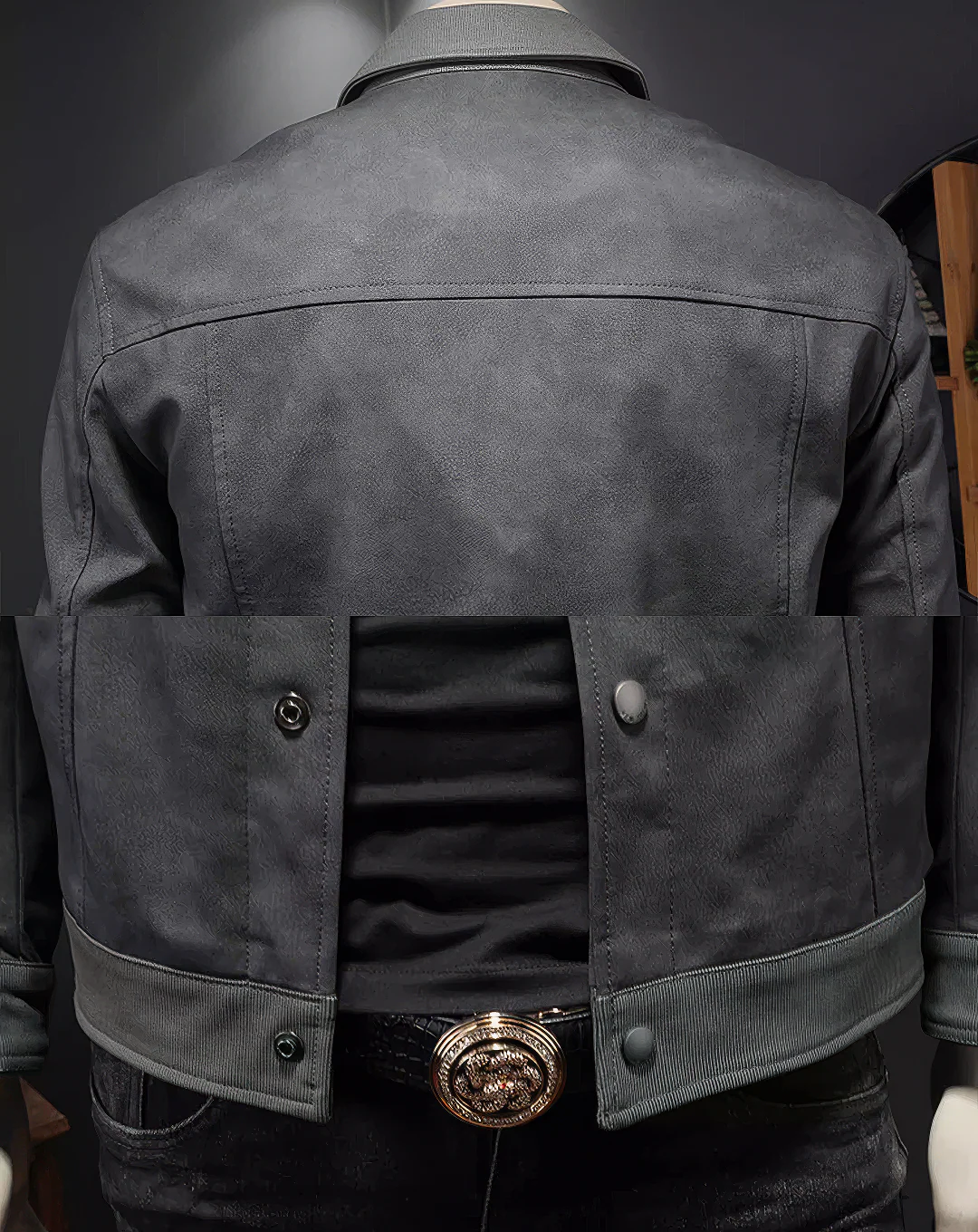 ♂Leather Style Button Jacket