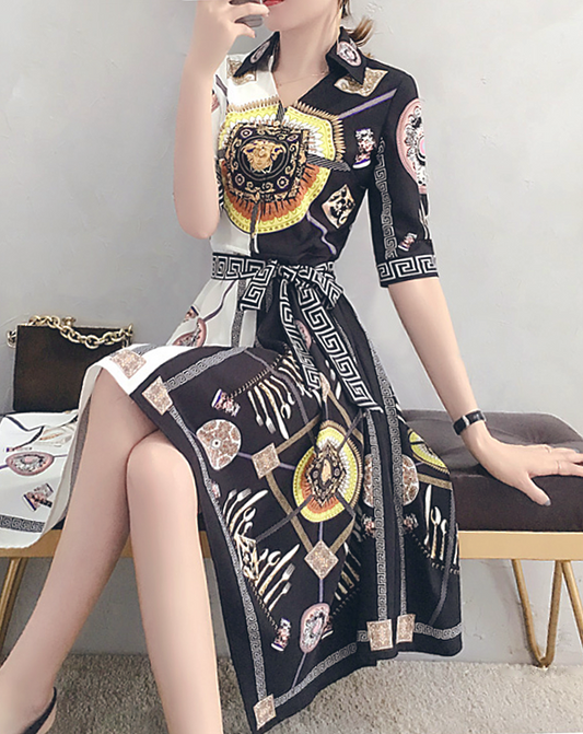 ♀Retro Style Handkerchief Hem Dress