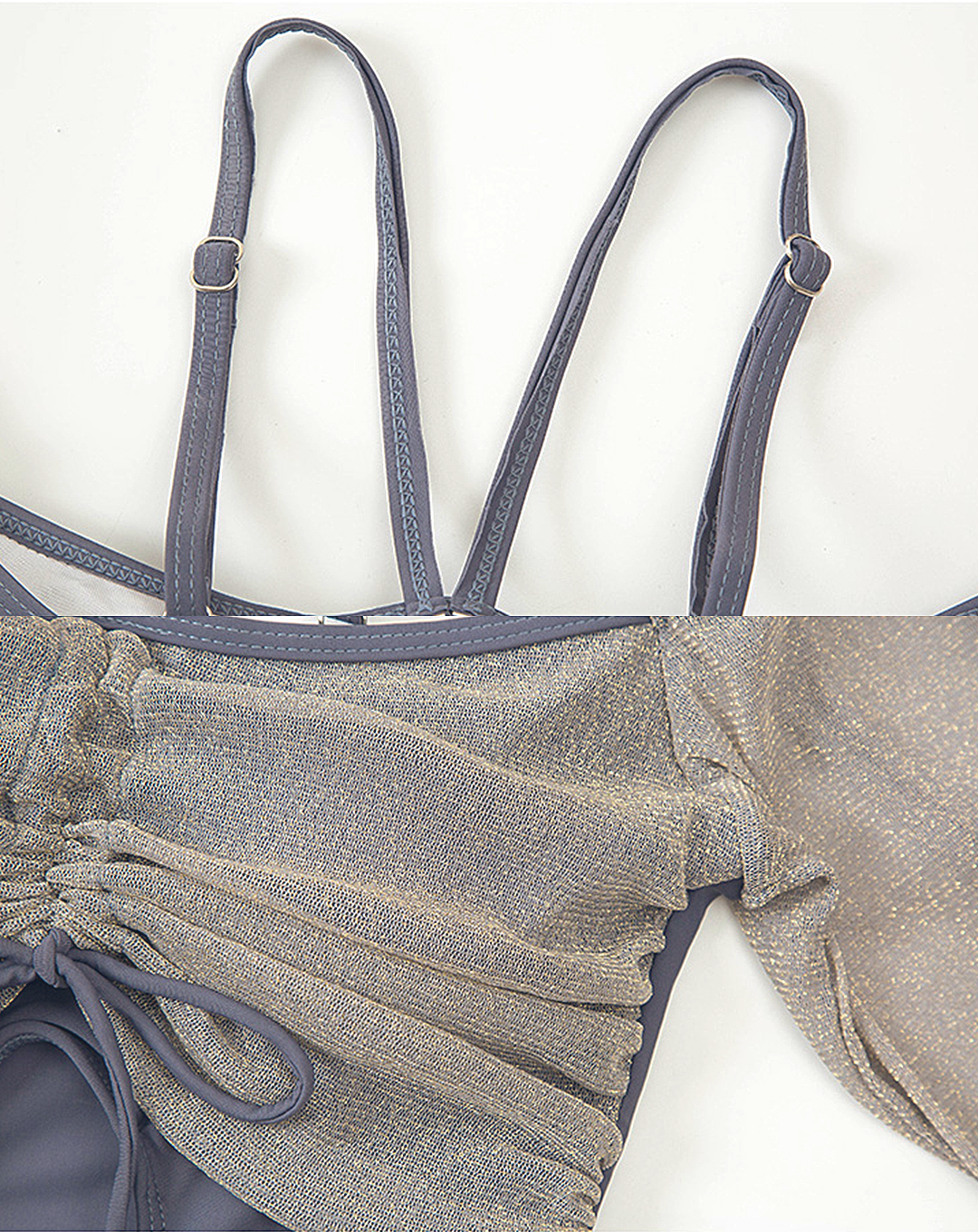 ♀Front Drawstring Sheer Swimsuit