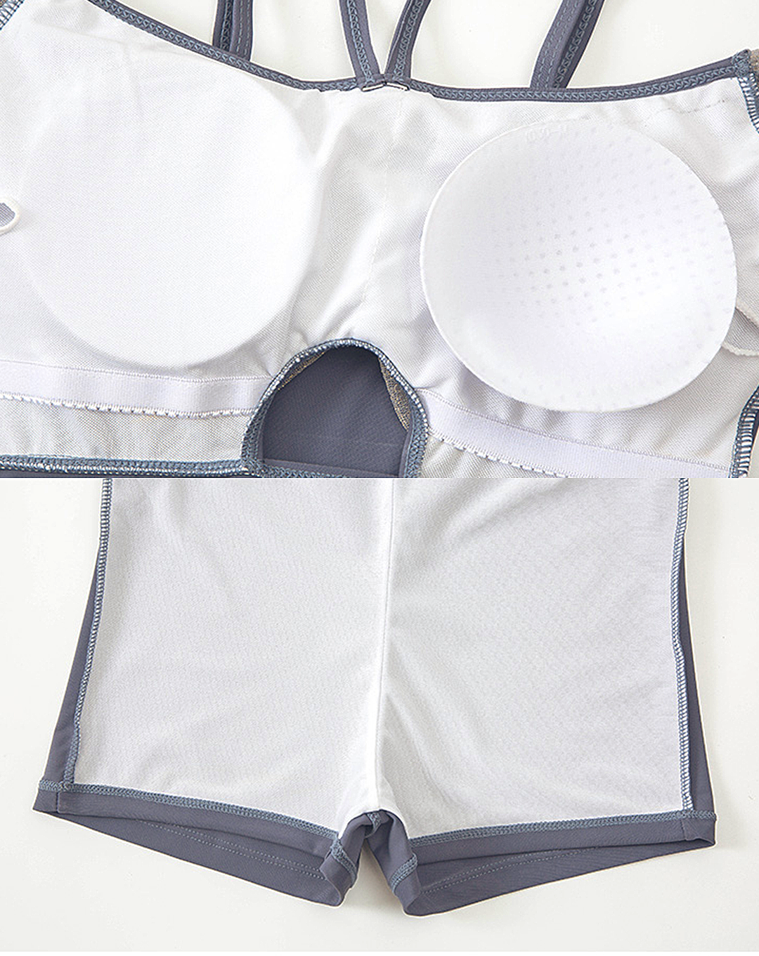♀Front Drawstring Sheer Swimsuit