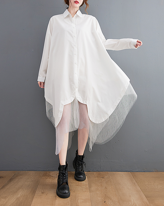 ♀Long Shirt Tulle Dress
