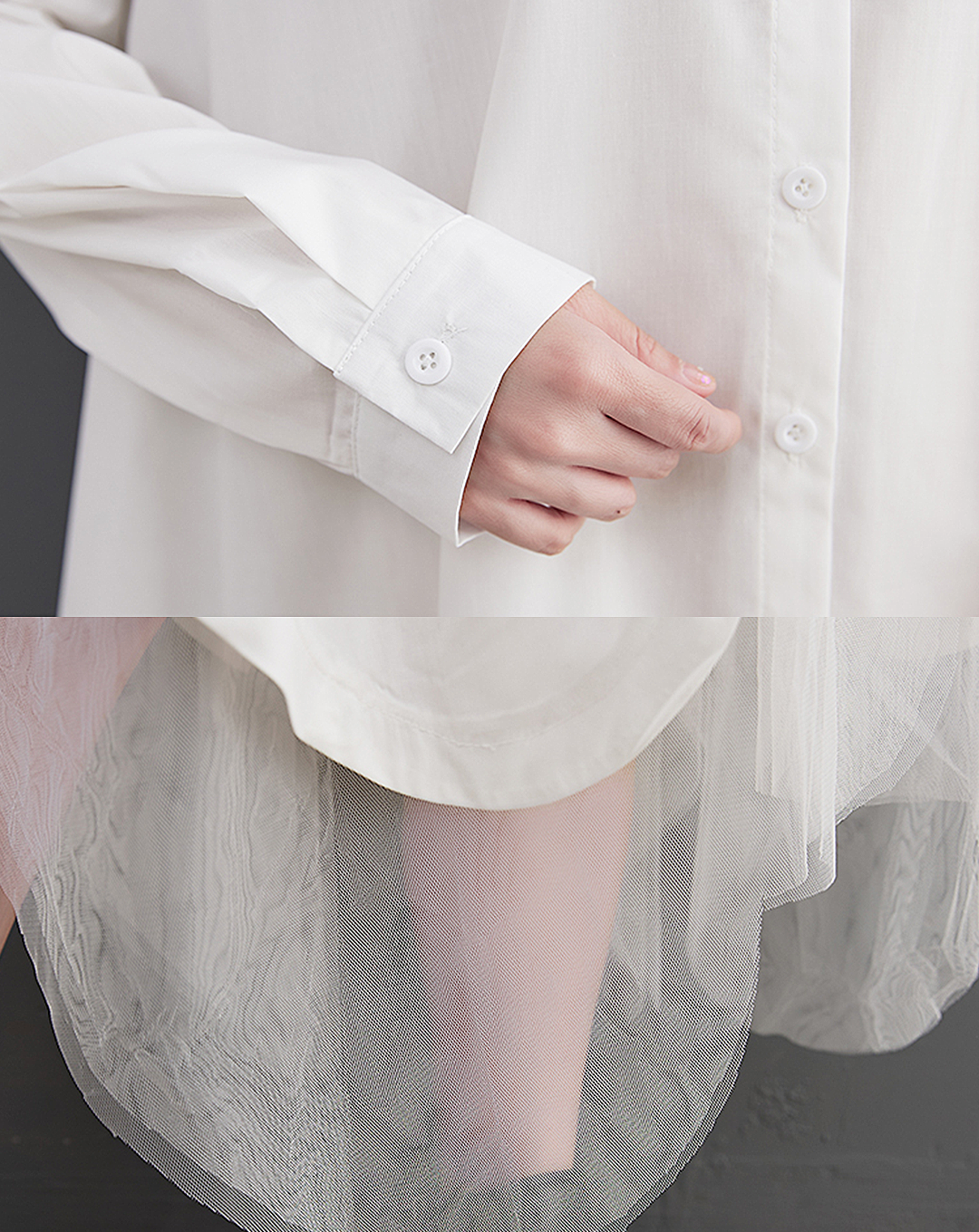 ♀Long Shirt Tulle Dress