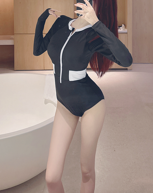 ♀Zip Up Long Sleeve Swimsuit