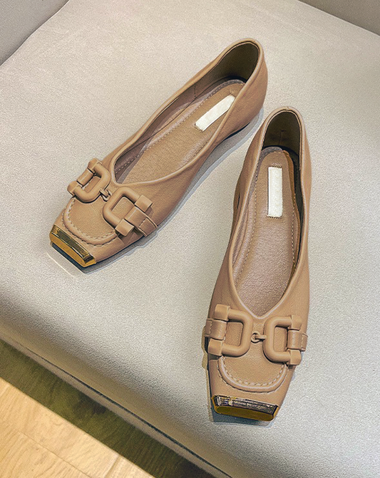 ♀Metallic Toe Buckle Pumps