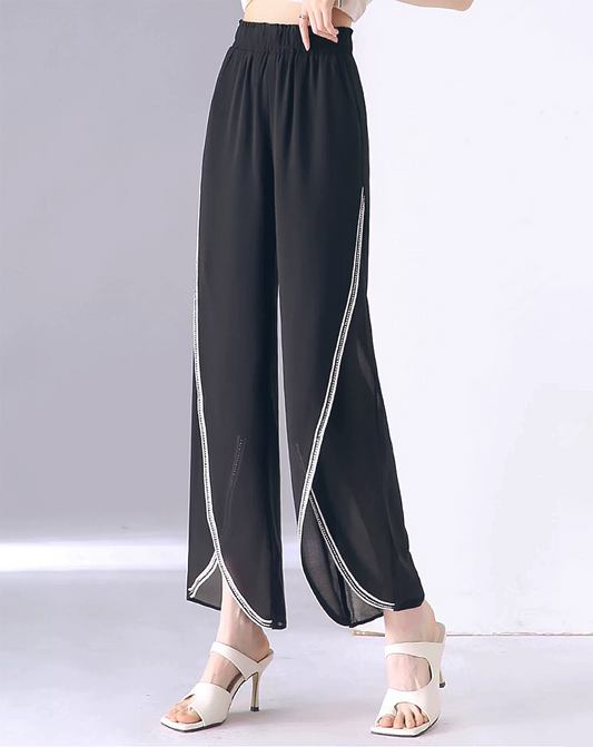 ♀Rhinestone Sheer Pants