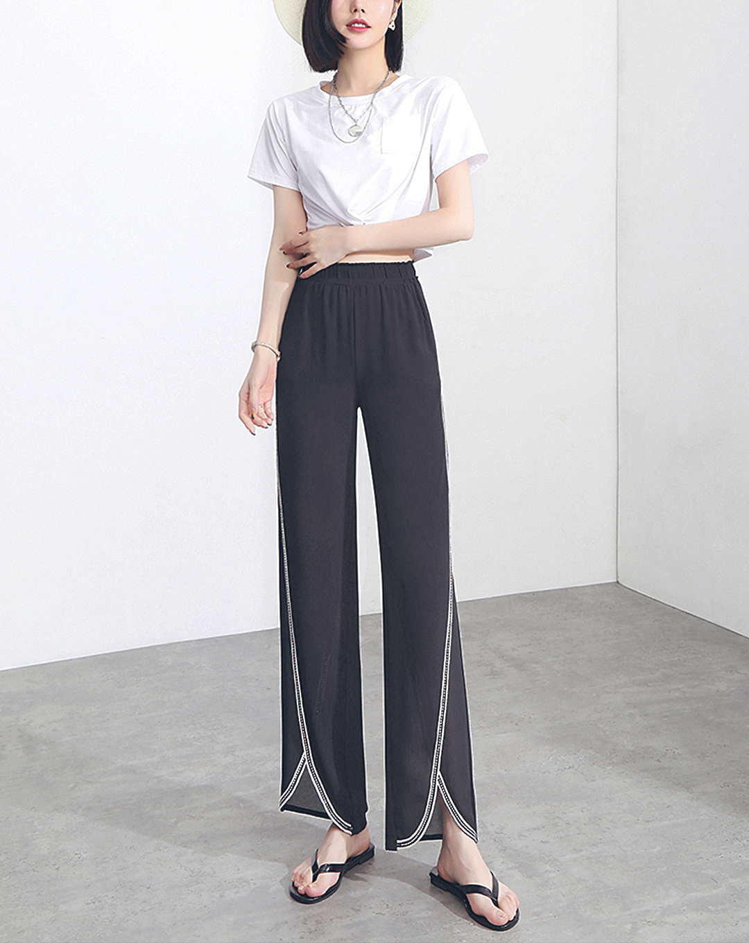 ♀Rhinestone Sheer Pants