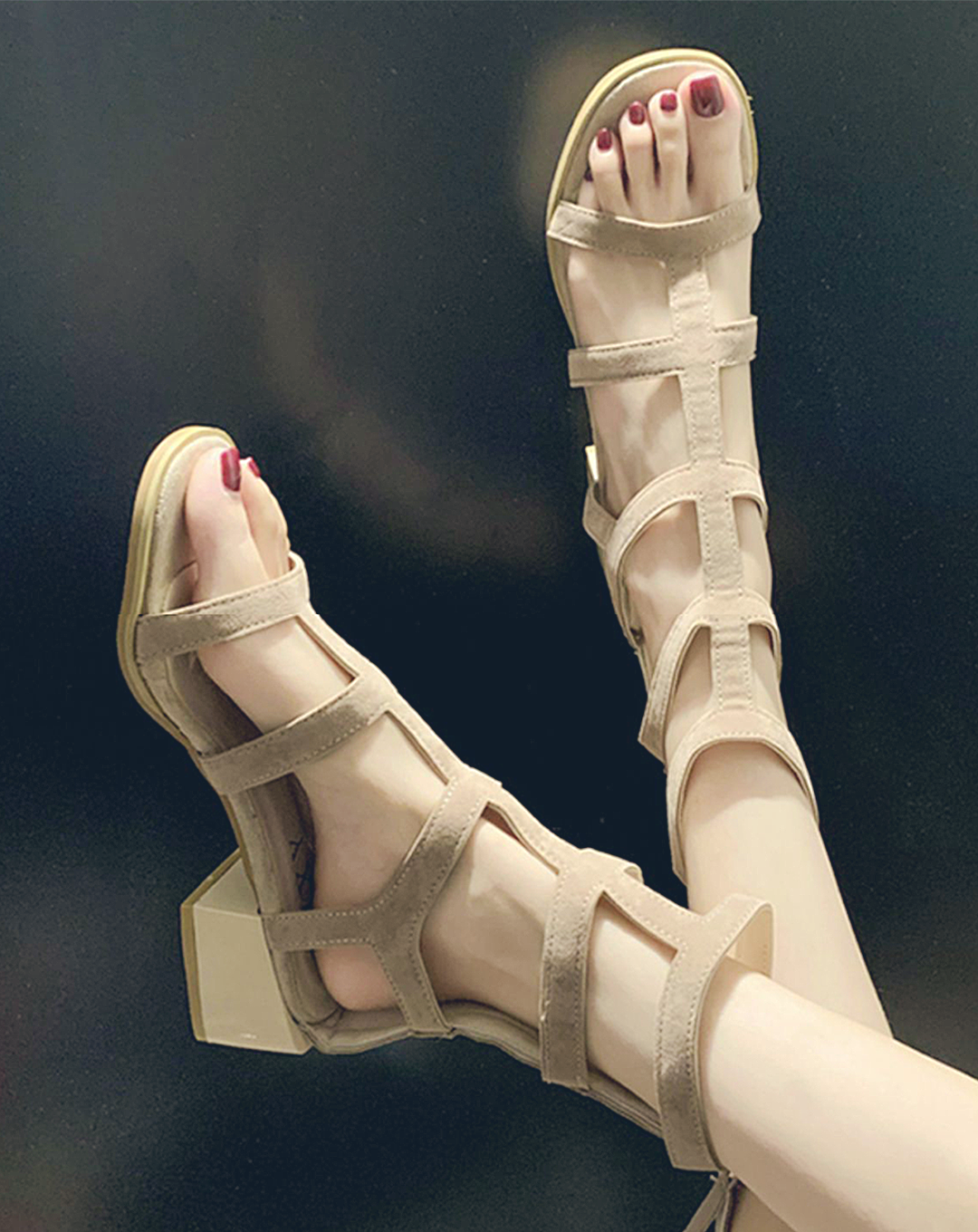 ♀Back Zip Gladiator Sandals