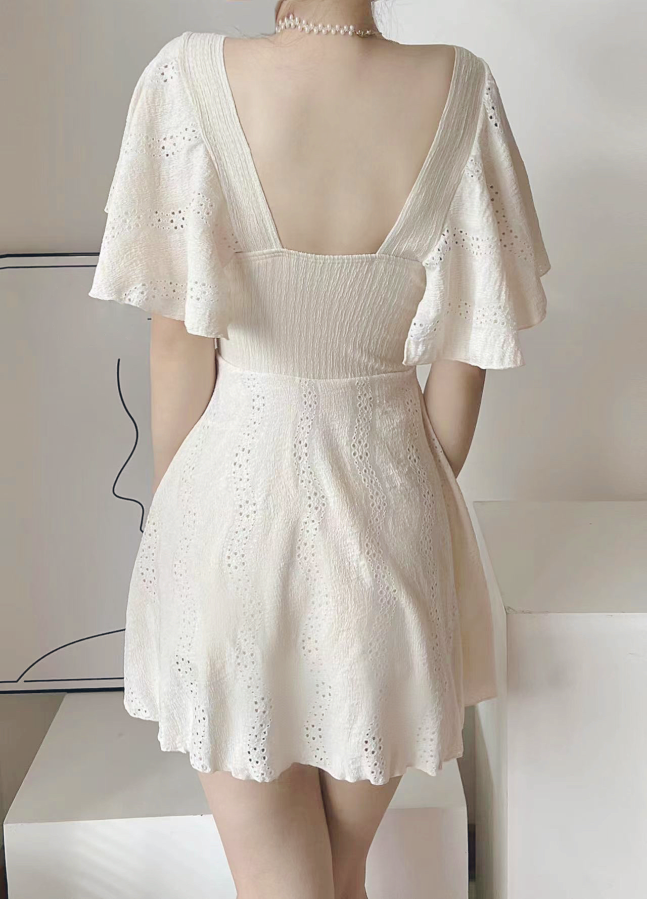 ♀Waist Drawstring Dress Swimsuit
