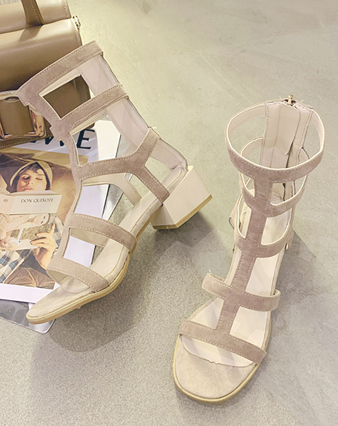 ♀Back Zip Gladiator Sandals