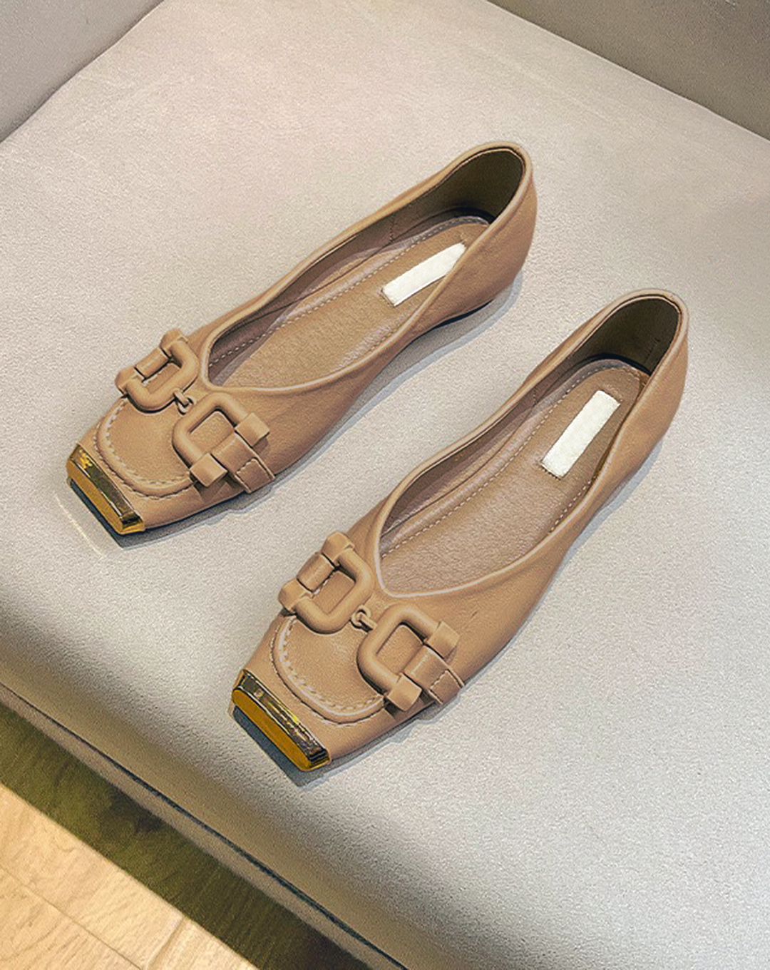 ♀Metallic Toe Buckle Pumps