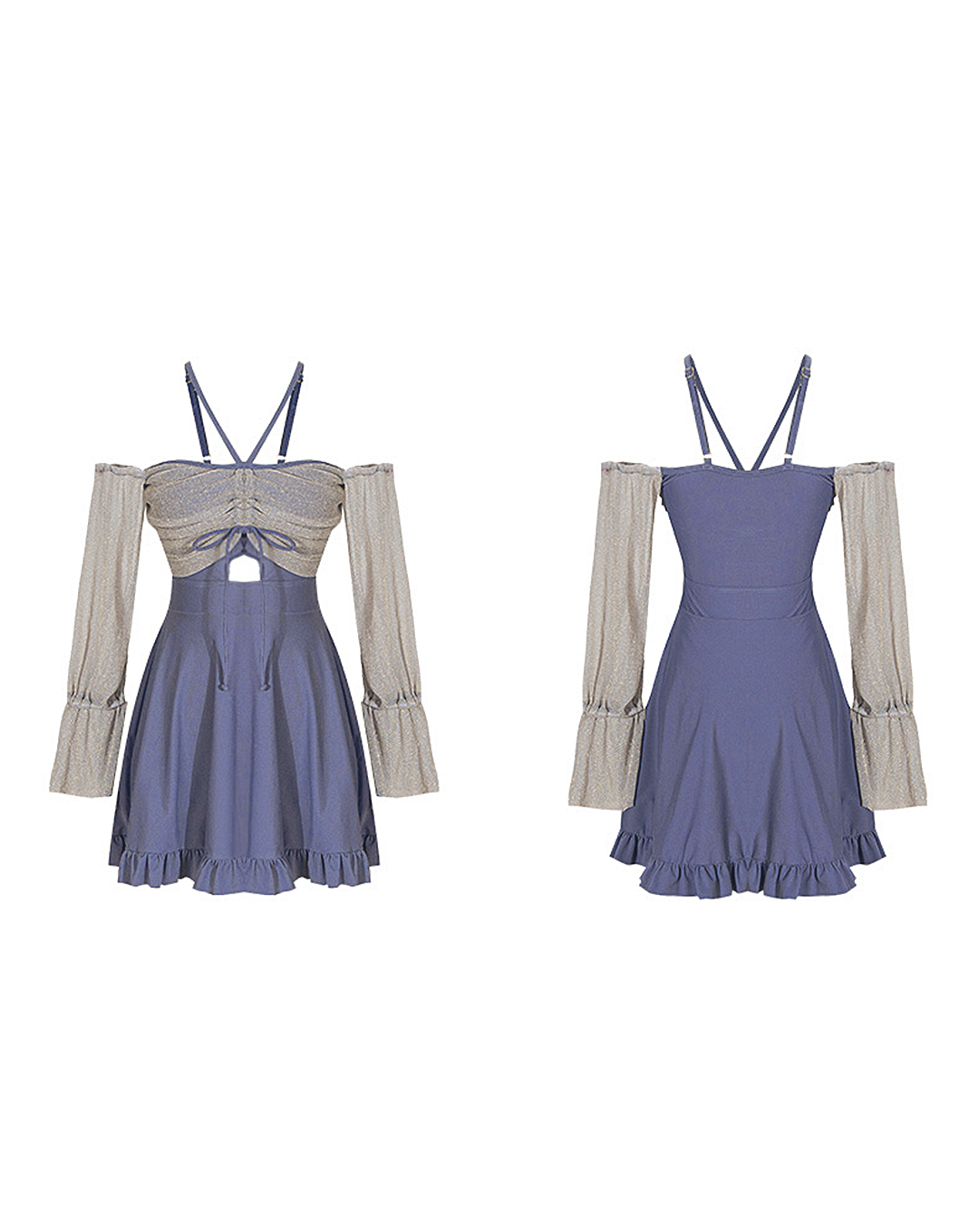 ♀Front Drawstring Sheer Swimsuit