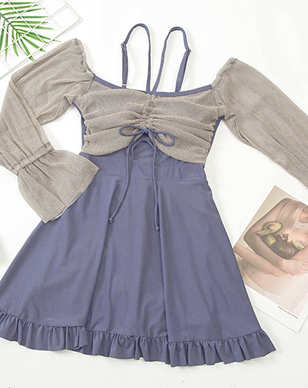 ♀Front Drawstring Sheer Swimsuit