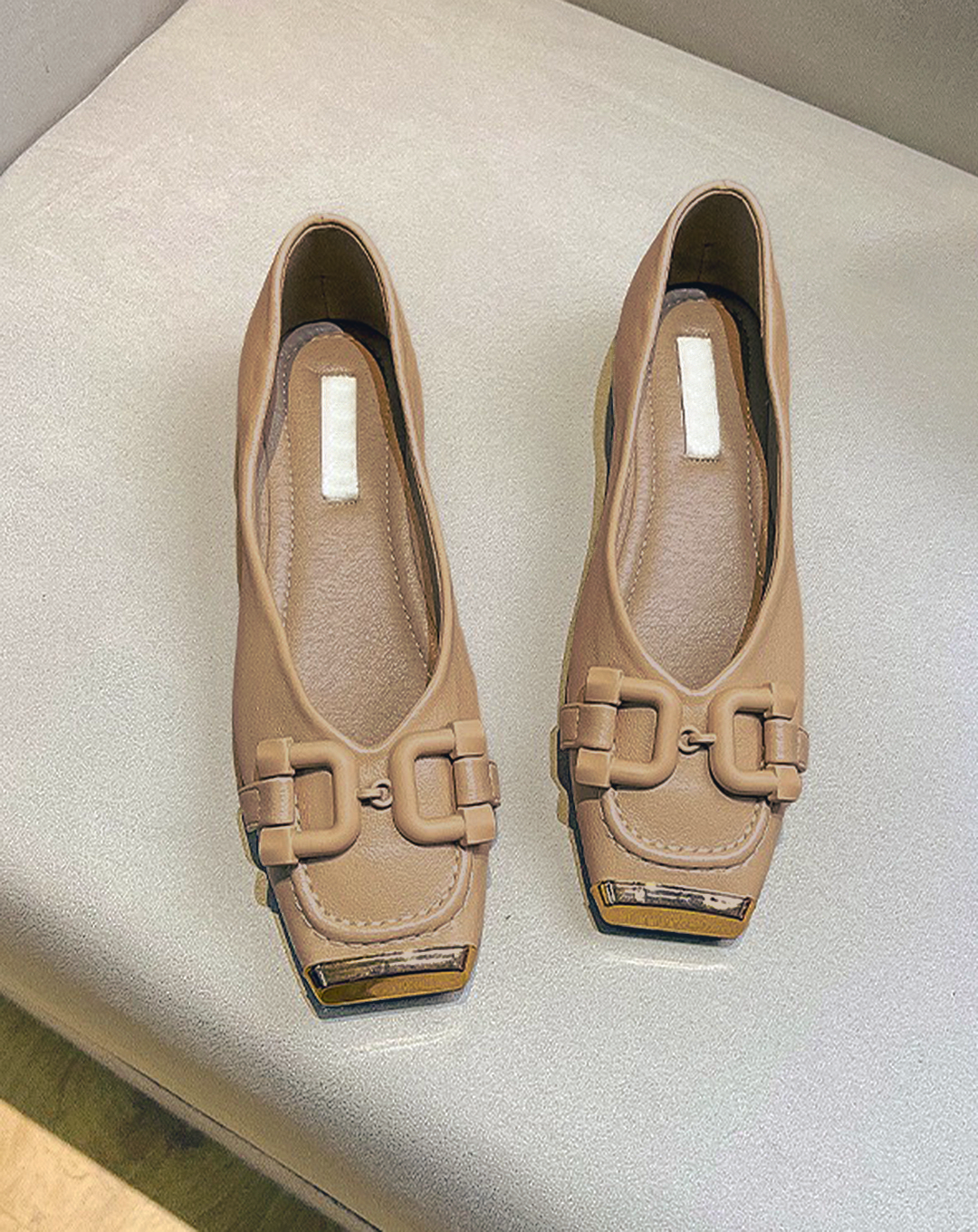 ♀Metallic Toe Buckle Pumps