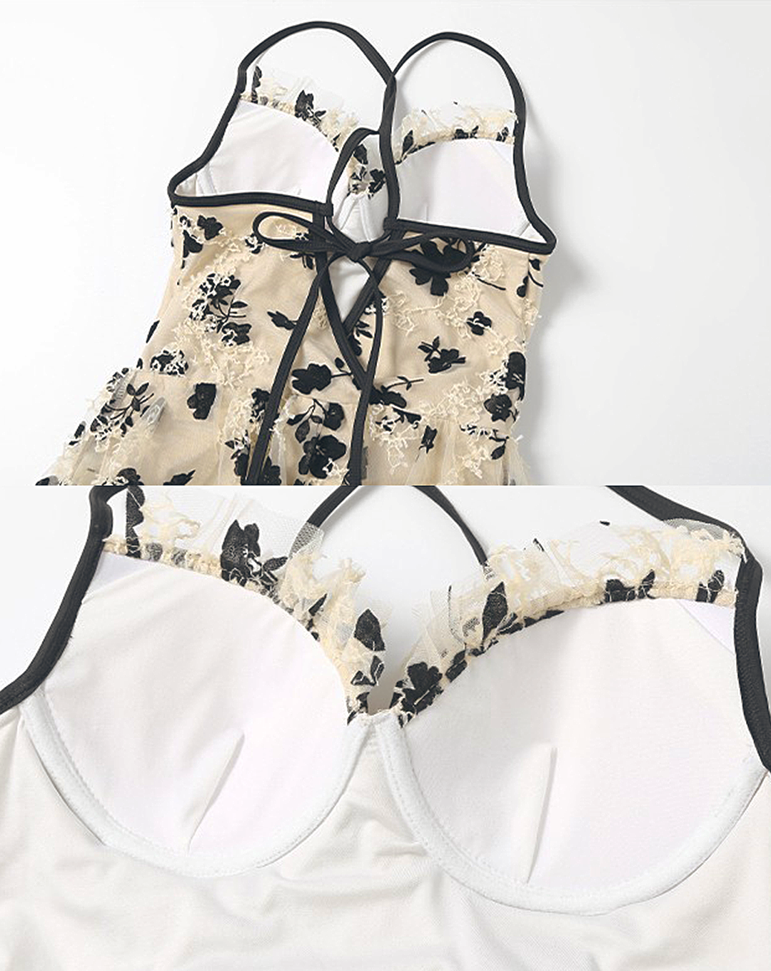 ♀Floral Lace Up Dress Swimsuit