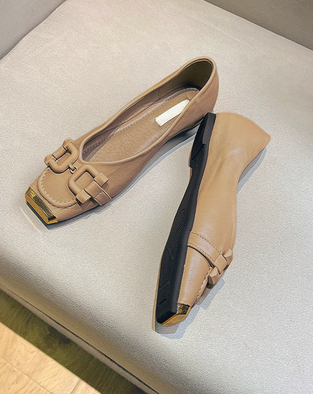 ♀Metallic Toe Buckle Pumps