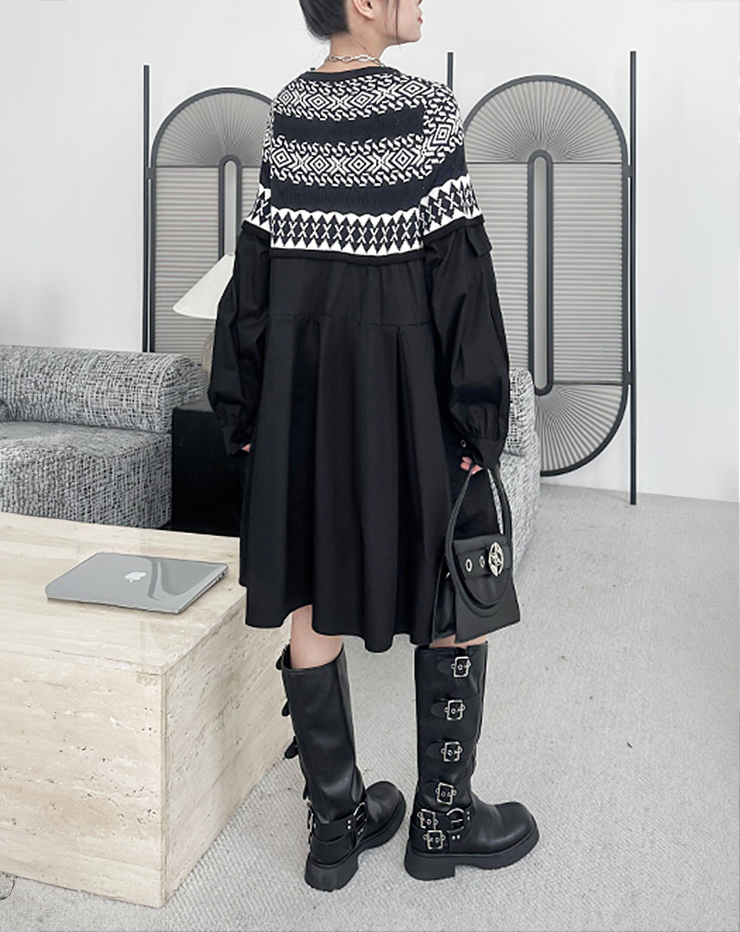 ♀Switching Shirt Dress