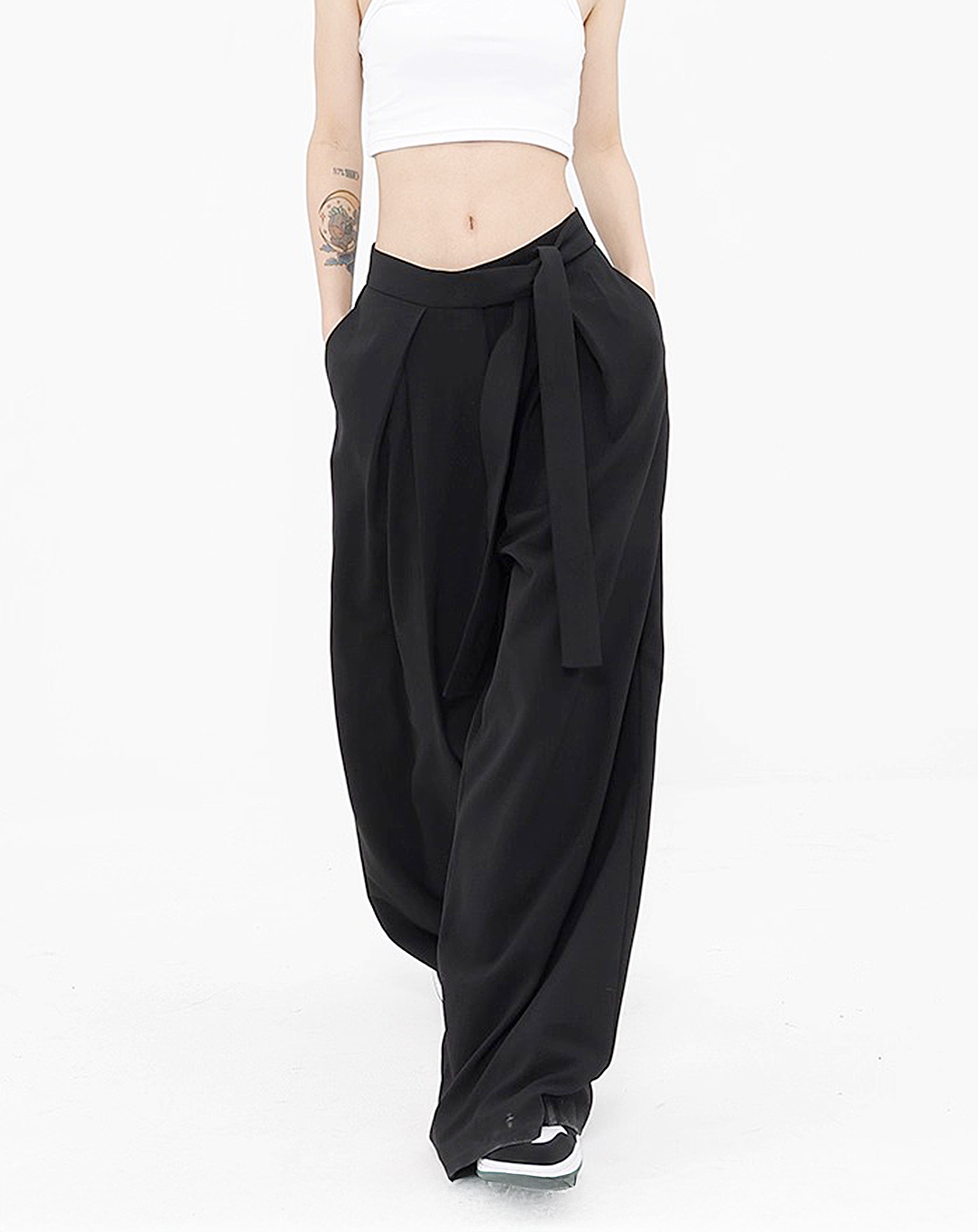 ♀Draped Wide Pants