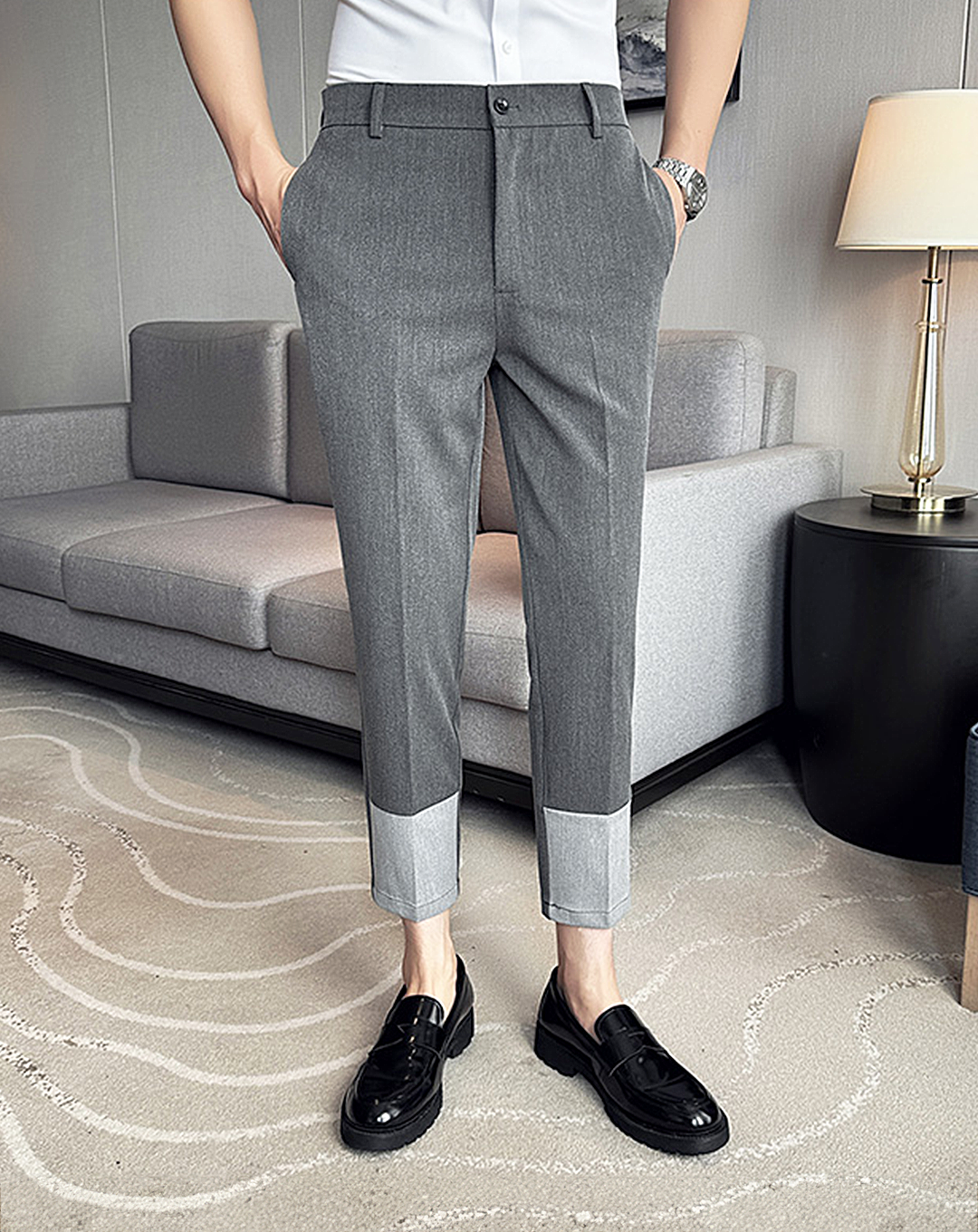 ♂Monotone Bicolor Stick Pants