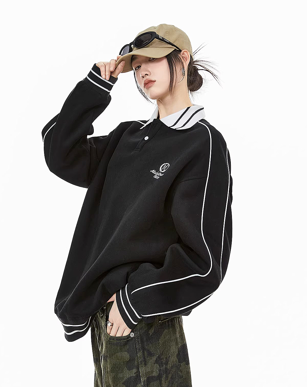 ♀Polo Collar Sweatshirt