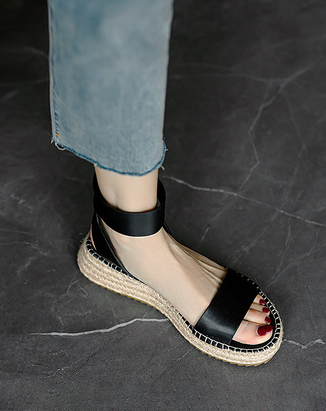♀Ankle Strap Wedge Sole Sandals