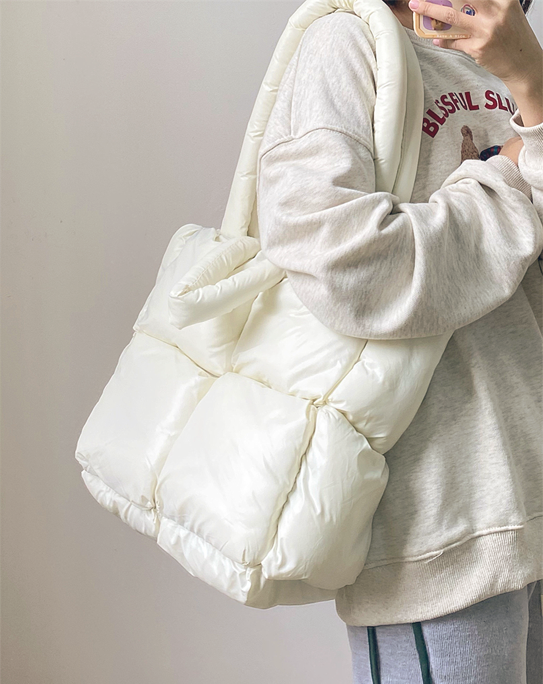 Down Quilted Tote Bag