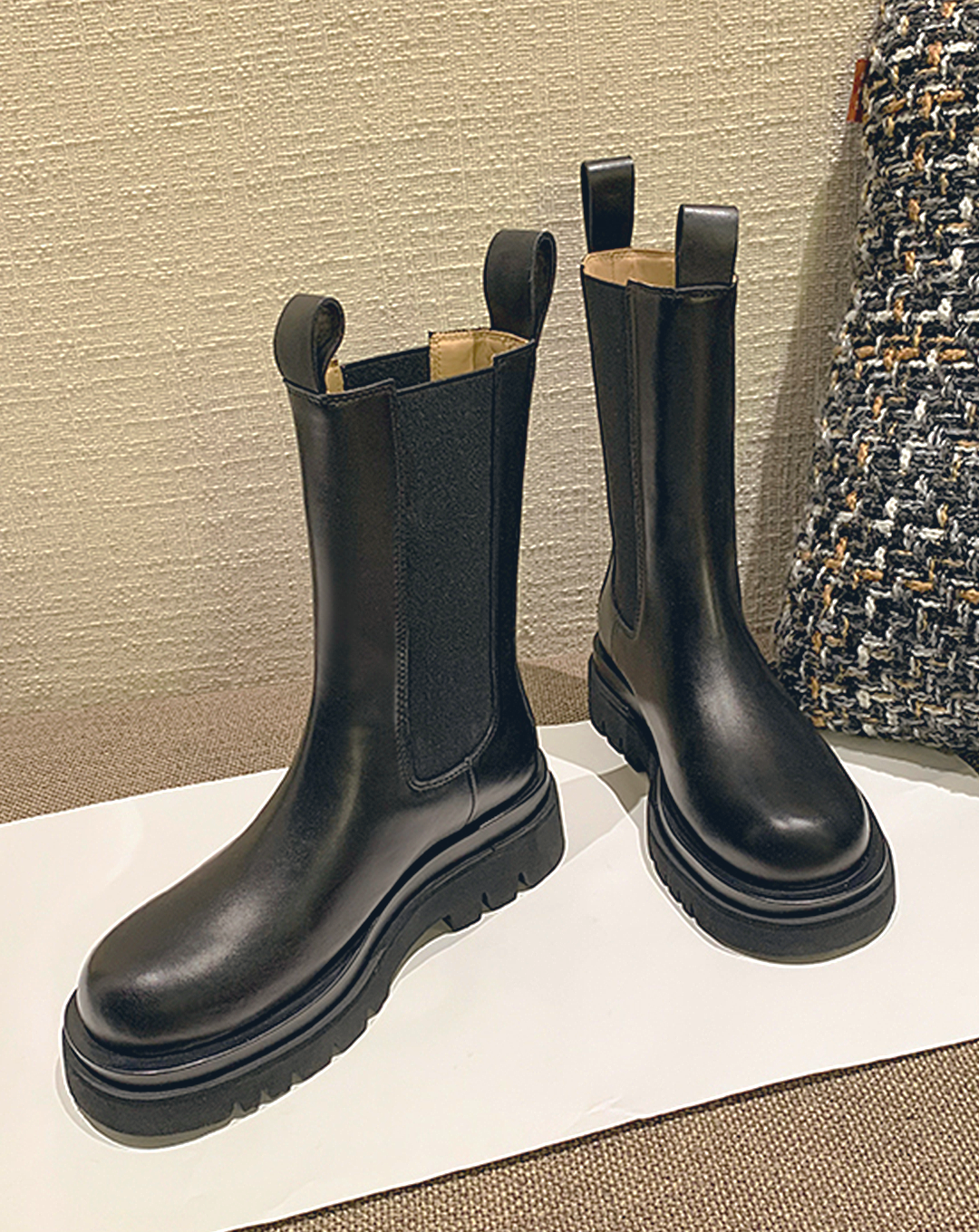 ♀本革/Rugged Sole Side Gore Boots