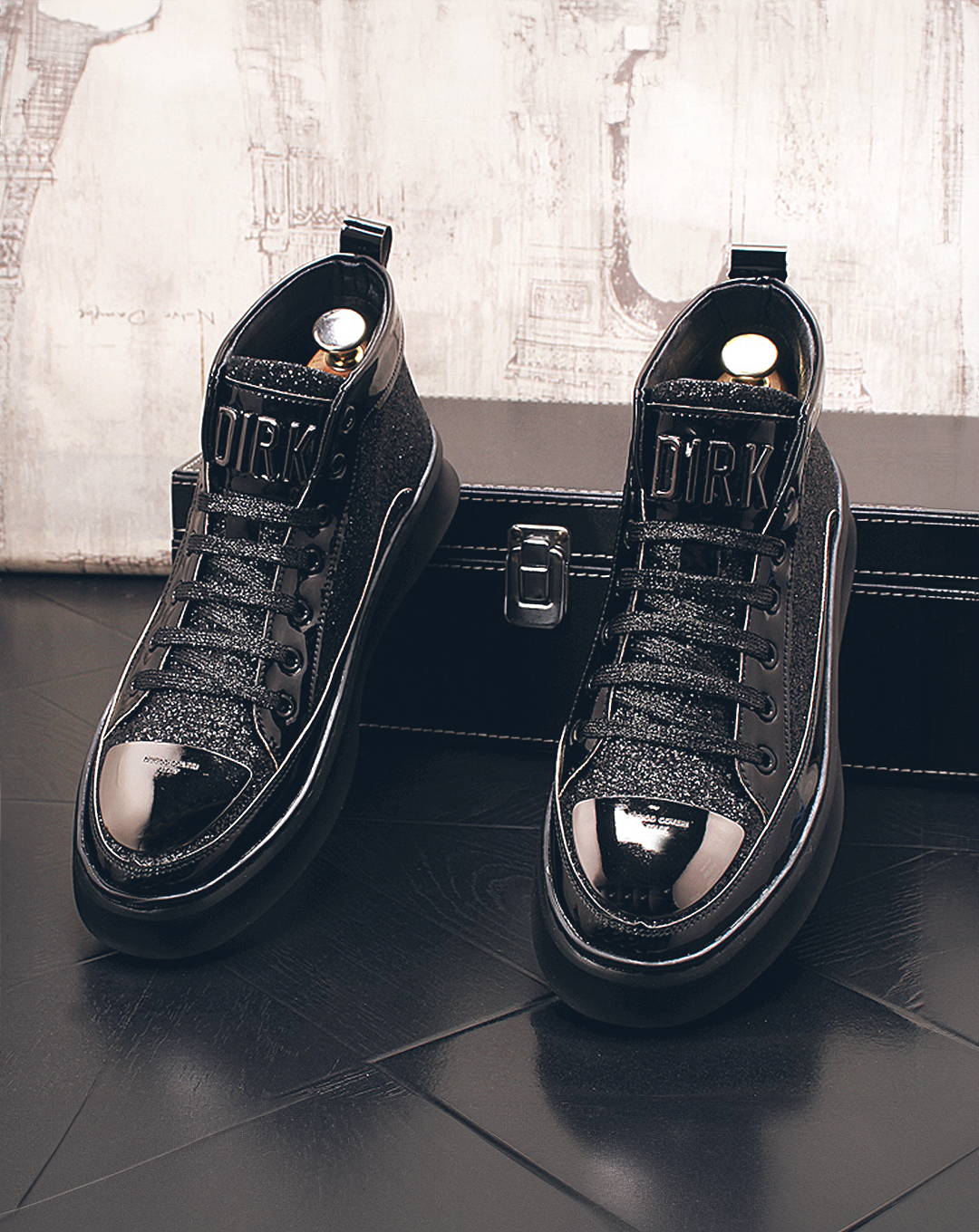 ♂♀Metallic Design Platform Sneakers