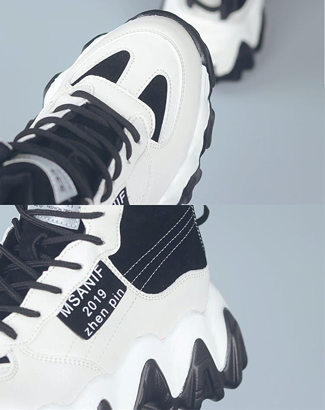 ♂♀本革/Wave Sole Zip Sneakers