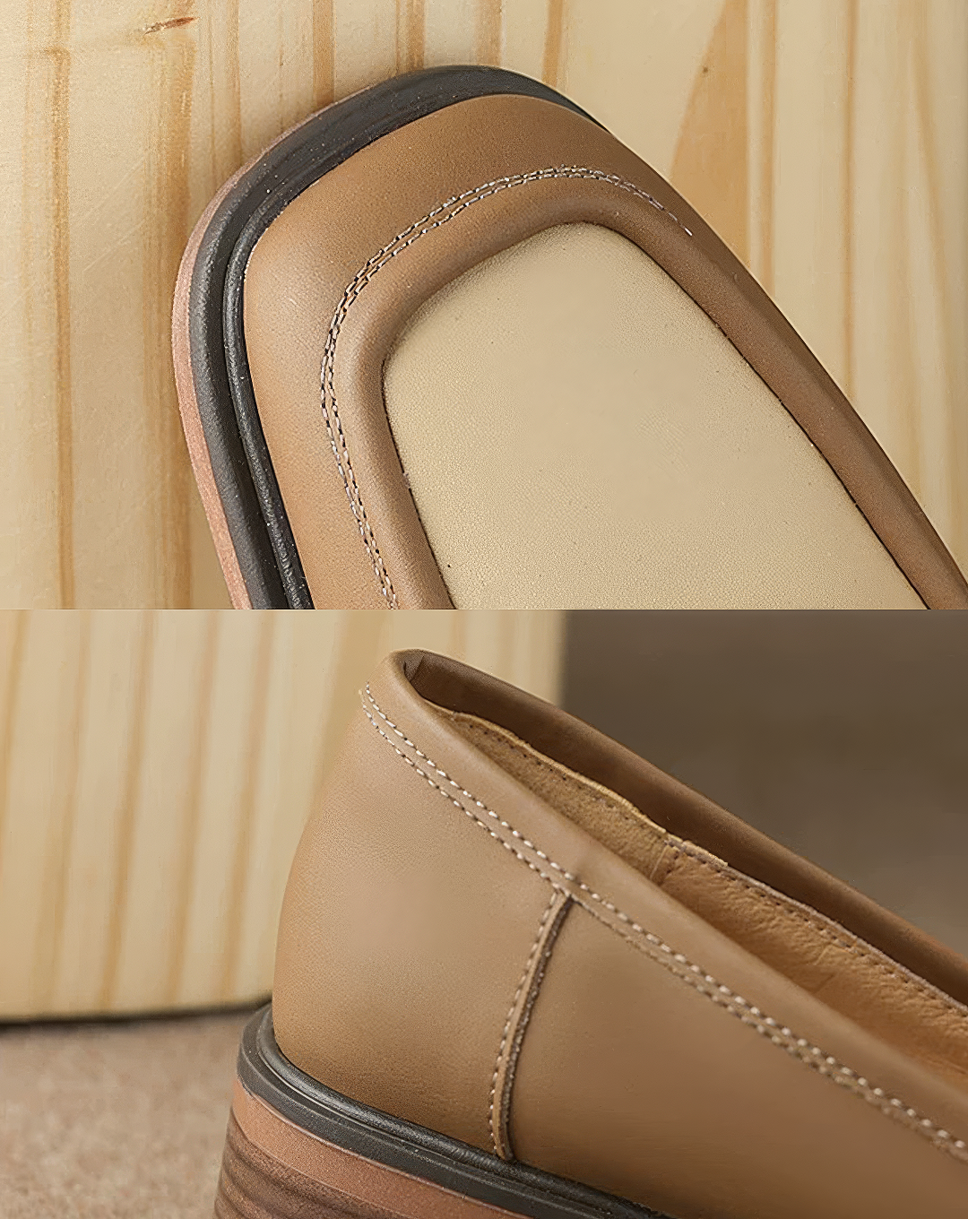 ♀本革/Gold Buckle Leather Loafers
