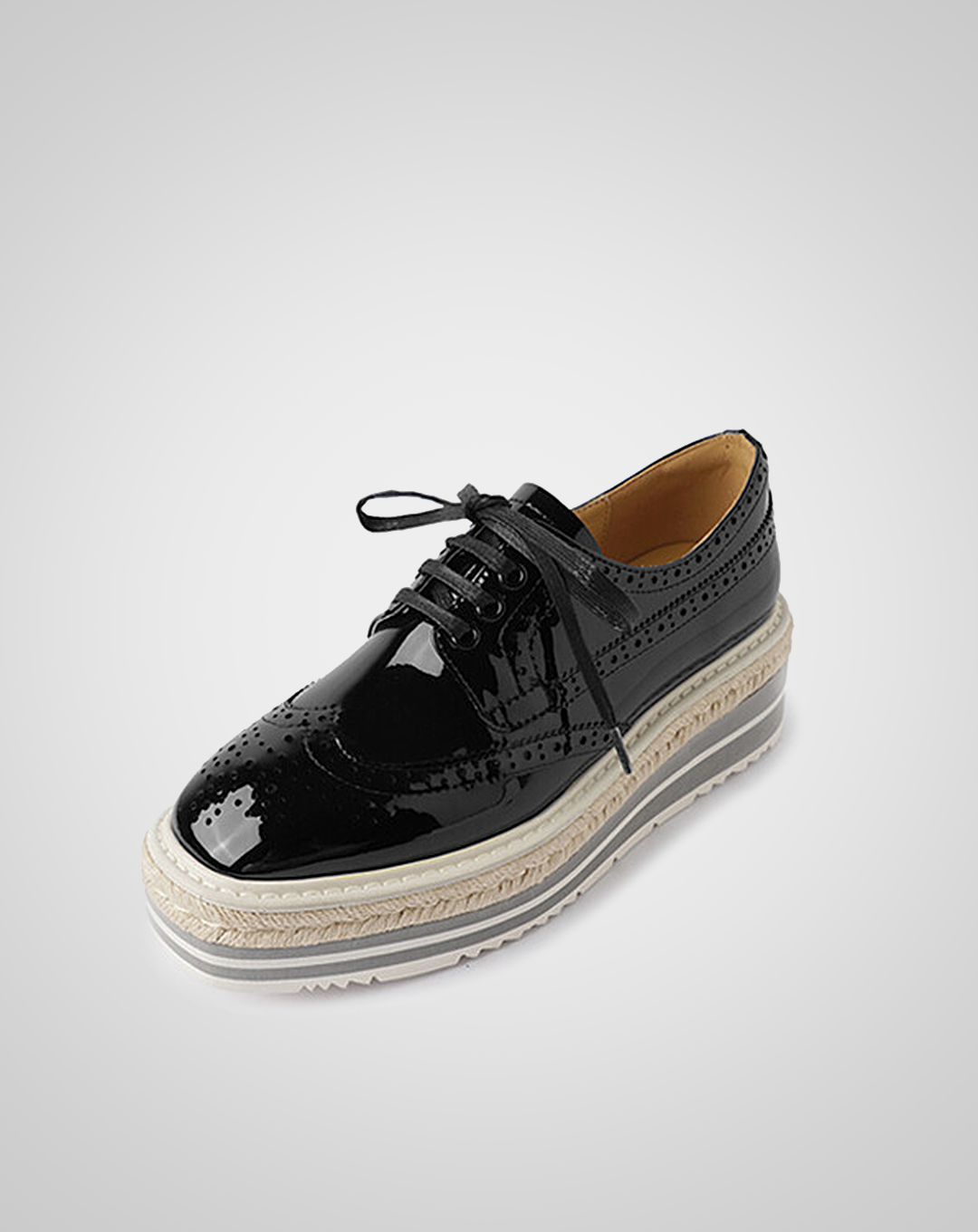 ♀本革/Wingtip Platform Leather Shoes