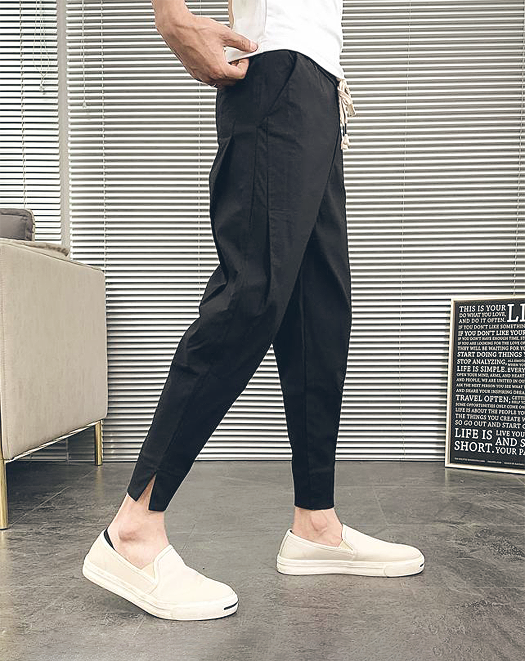 ♂Side Tuck Drawstring Pants