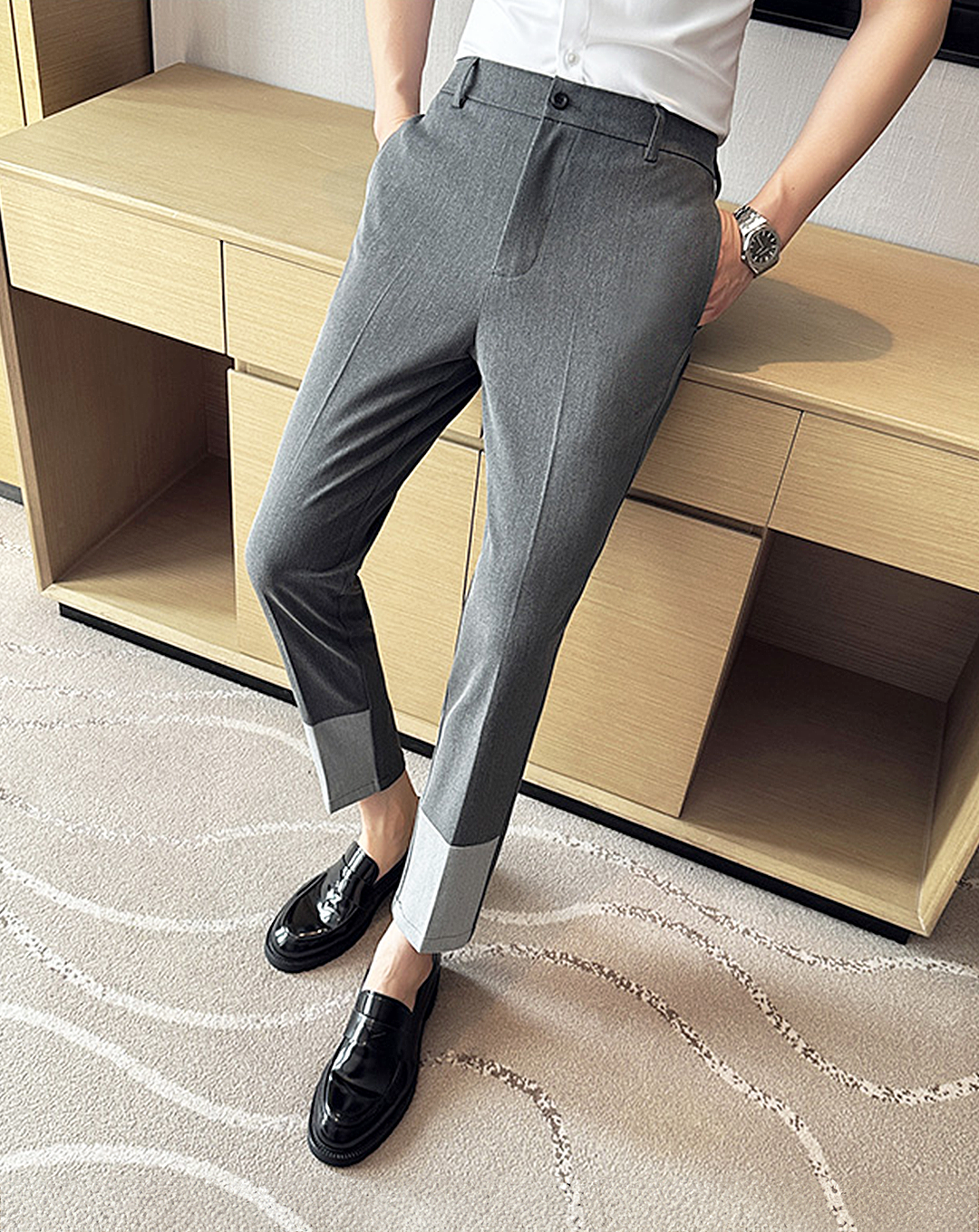 ♂Monotone Bicolor Stick Pants