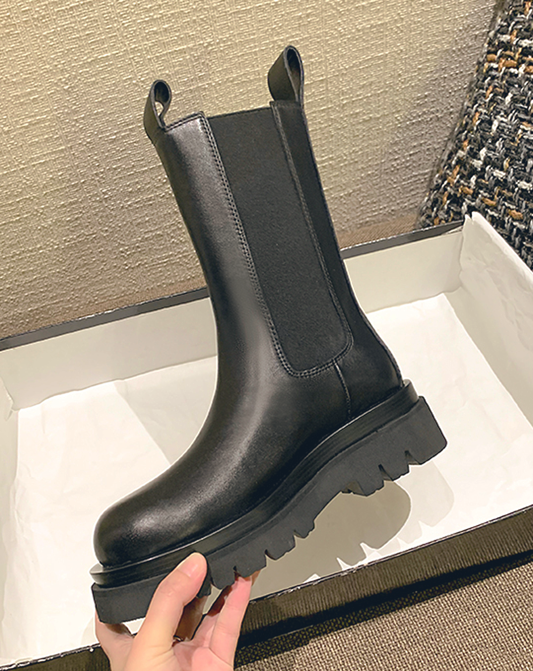 ♀本革/Rugged Sole Side Gore Boots