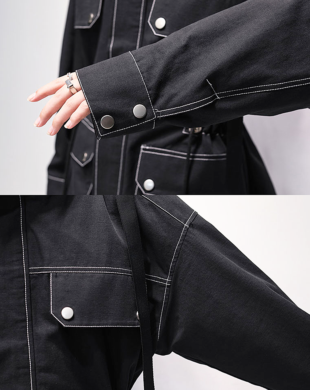 ♀Drawstring Hooded Jacket