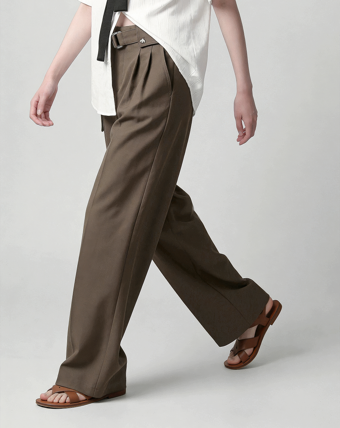 ♂♀Belted Tuck Pants